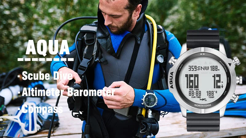 NORTH EDGE Men’s Dive Computer Smart Watch – 50M, NDL, Altimeter, Compass