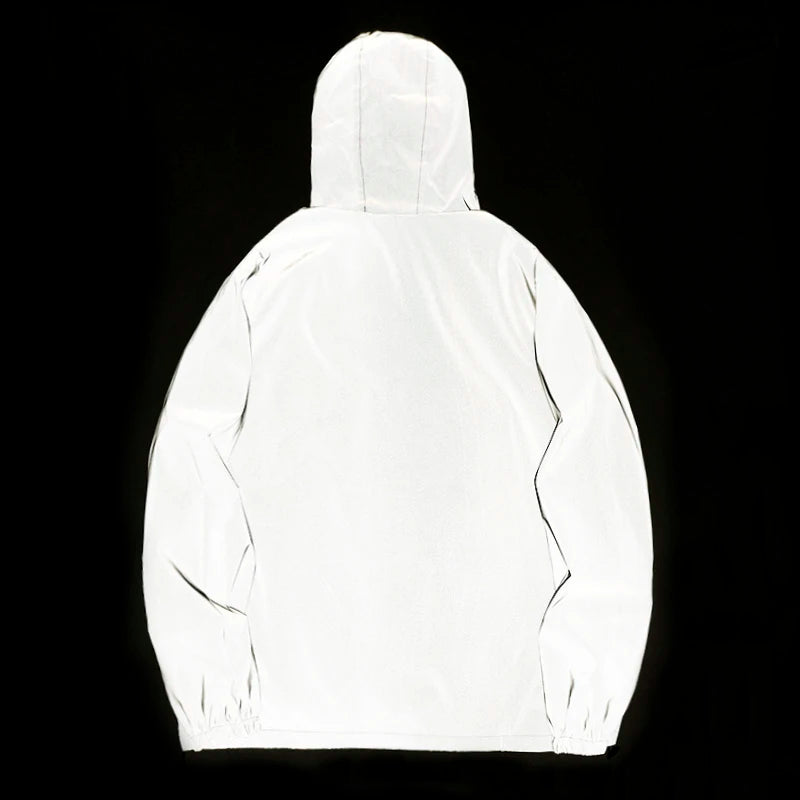 Night Reflective Windbreaker Jacket – Hooded Waterproof Outdoor Coat for Men / Women