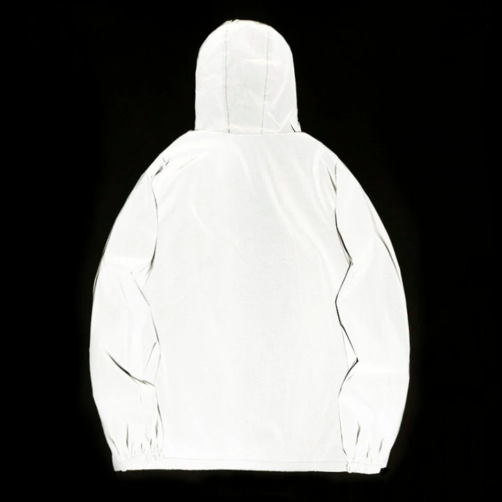 Night Reflective Windbreaker Jacket – Hooded Waterproof Outdoor Coat for Men / Women