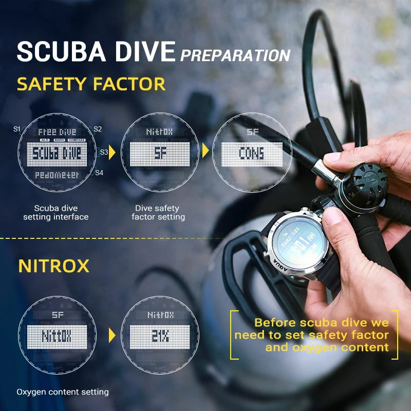 NORTH EDGE Men’s Dive Computer Smart Watch – 50M, NDL, Altimeter, Compass