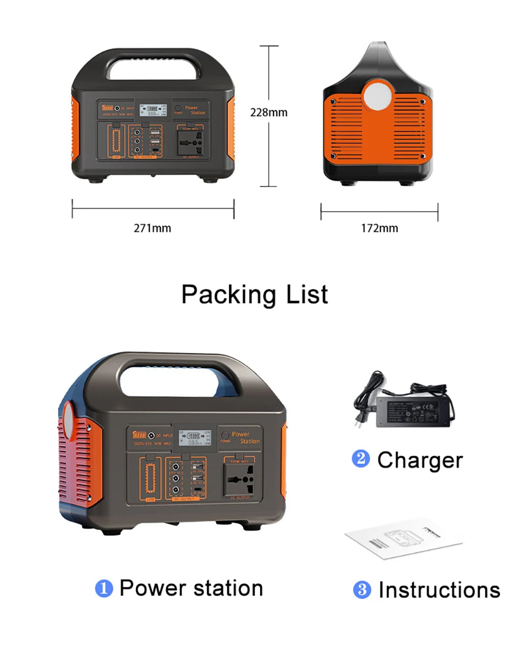 300W/500W Portable Power Station – 460Wh Solar Generator with LiFePO4 Battery