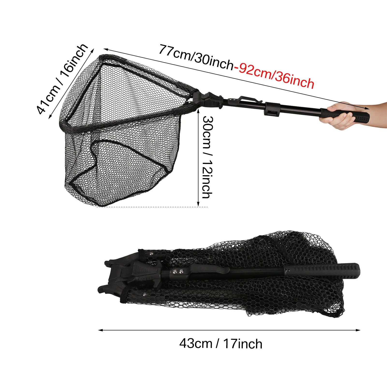 Telescopic Fishing Landing Net – 55cm to 190cm Foldable Floating Net