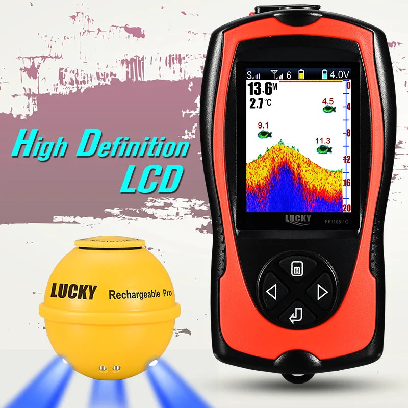 Lucky FF1108-1CWLA Wireless Sonar Fish Finder – 45M Depth, Rechargeable