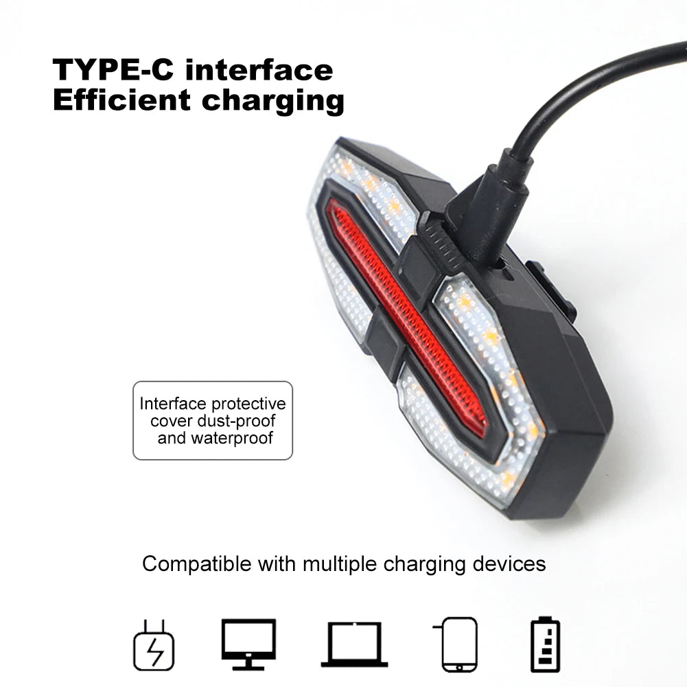 Rechargeable Bike Rear Light – Turn Signal Taillight with Wireless Remote