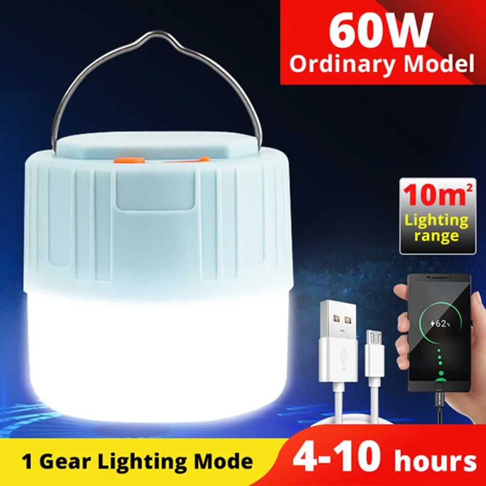 LED Camping Light Waterproof Rechargeable Tent Lamp Portable Lanterns Emergency Lights Market Lamp Energy Saving Bulb