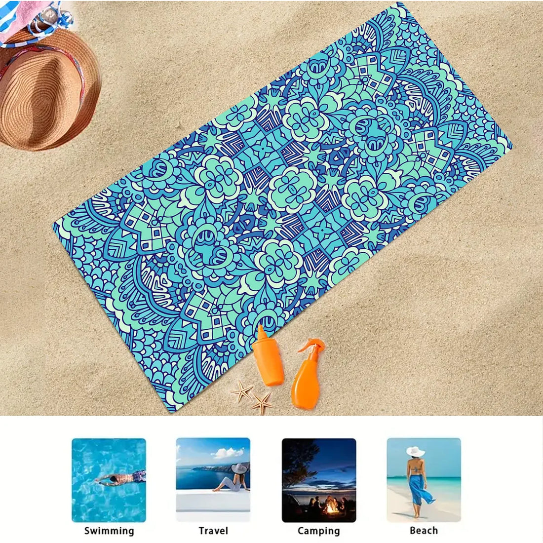 Microfiber Sand-Free Beach Towel – Quick Dry, Soft & Lightweight for Travel