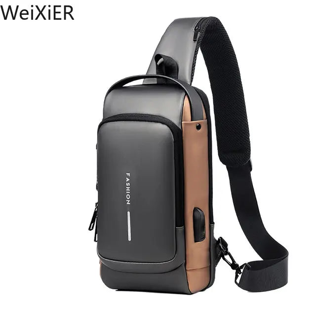 Men’s Crossbody Sling Bag – Multifunction Chest Pack with USB Charging & Anti-Theft Design