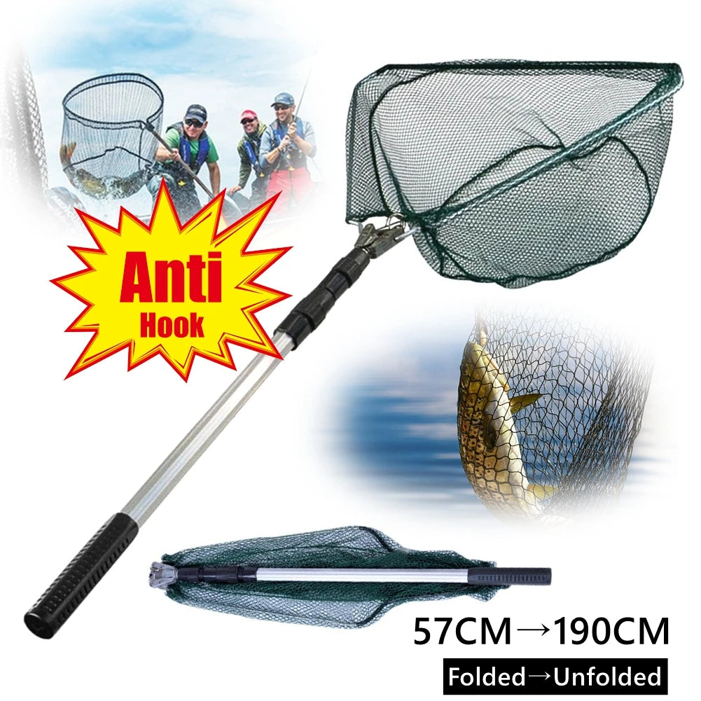 Telescopic Fishing Landing Net – 55cm to 190cm Foldable Floating Net