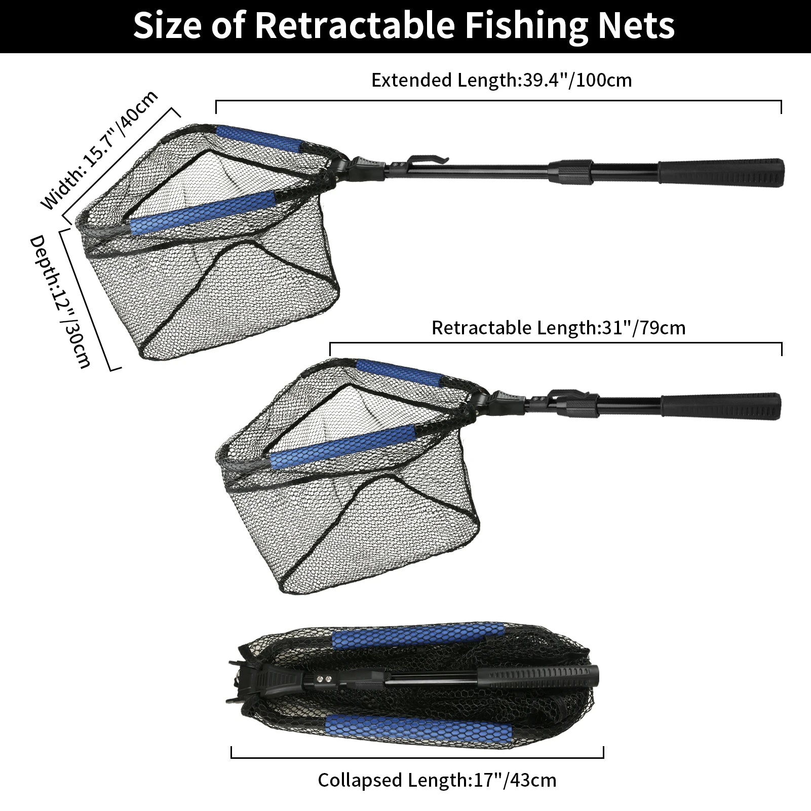 Telescopic Fishing Landing Net – 55cm to 190cm Foldable Floating Net