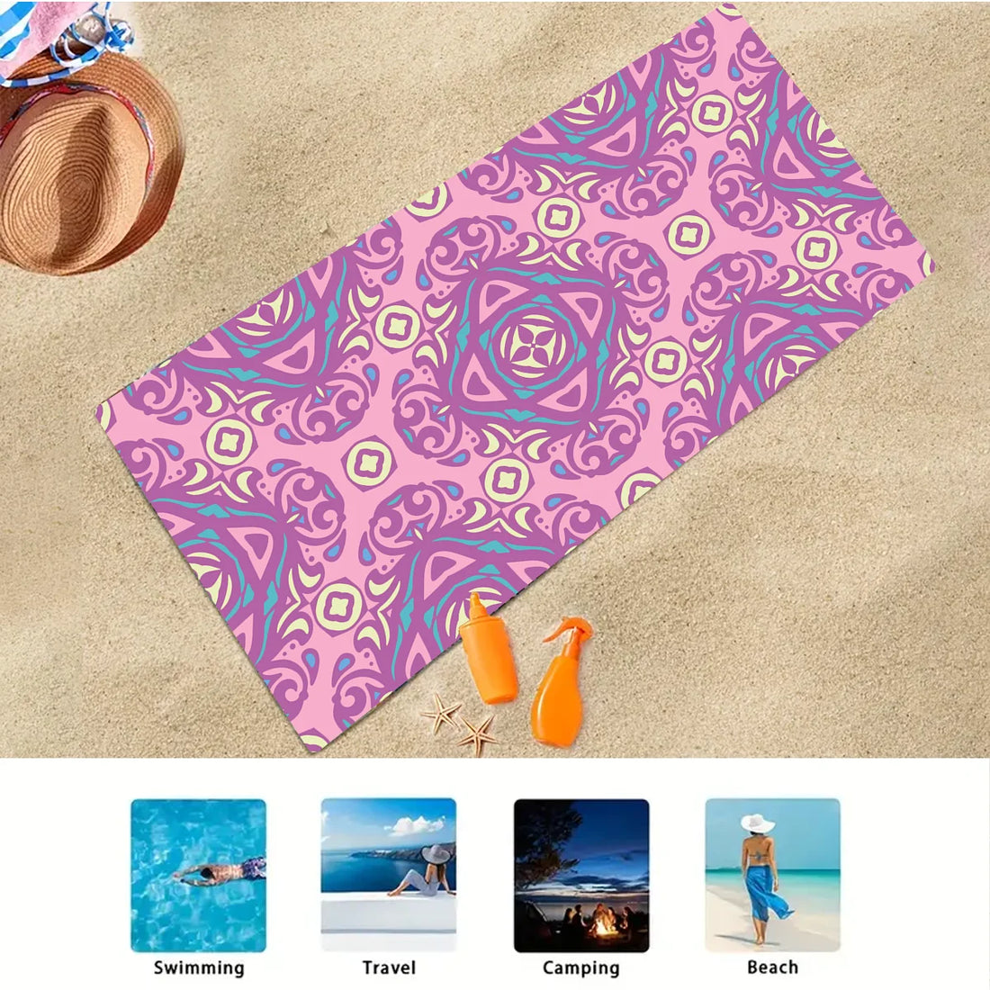 Microfiber Sand-Free Beach Towel – Quick Dry, Soft & Lightweight for Travel