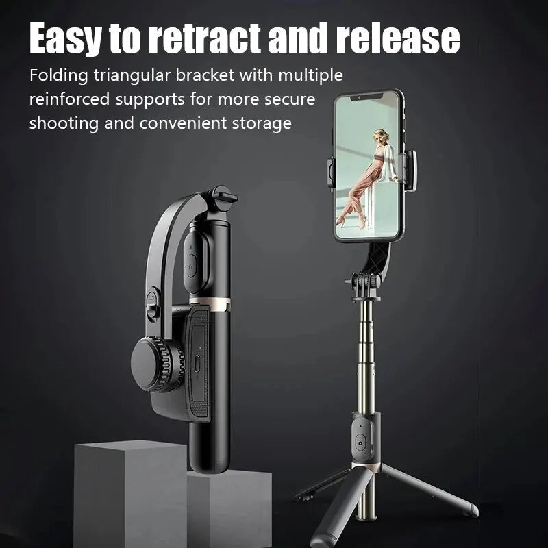 STTKGZD Handheld Gimbal Stabilizer – Bluetooth Selfie Stick Tripod with Fill Light