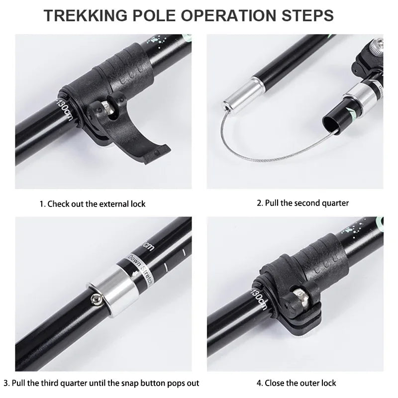 5-Section Foldable Trekking Pole – Portable Telescopic Hiking Stick