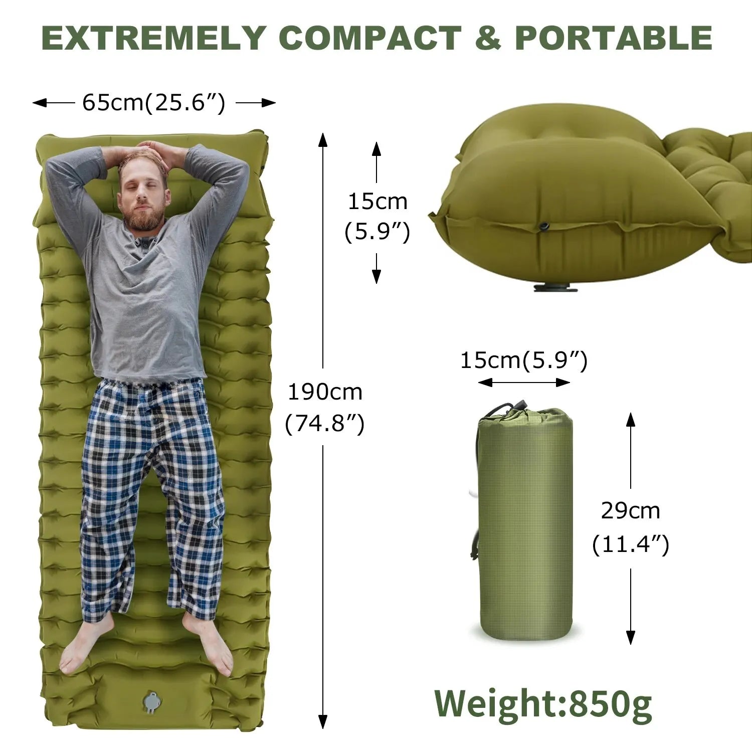 WESTTUNE Inflatable Camping Mattress – Thick Sleeping Pad with Pillow & Built-in Pump