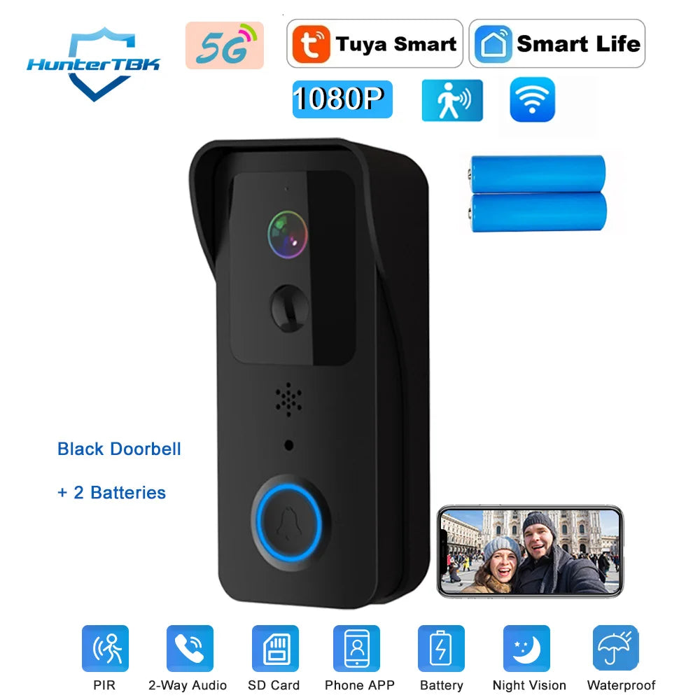 1080P Tuya Smart WiFi Video Doorbell – 5G/2.4G, Waterproof, Wireless