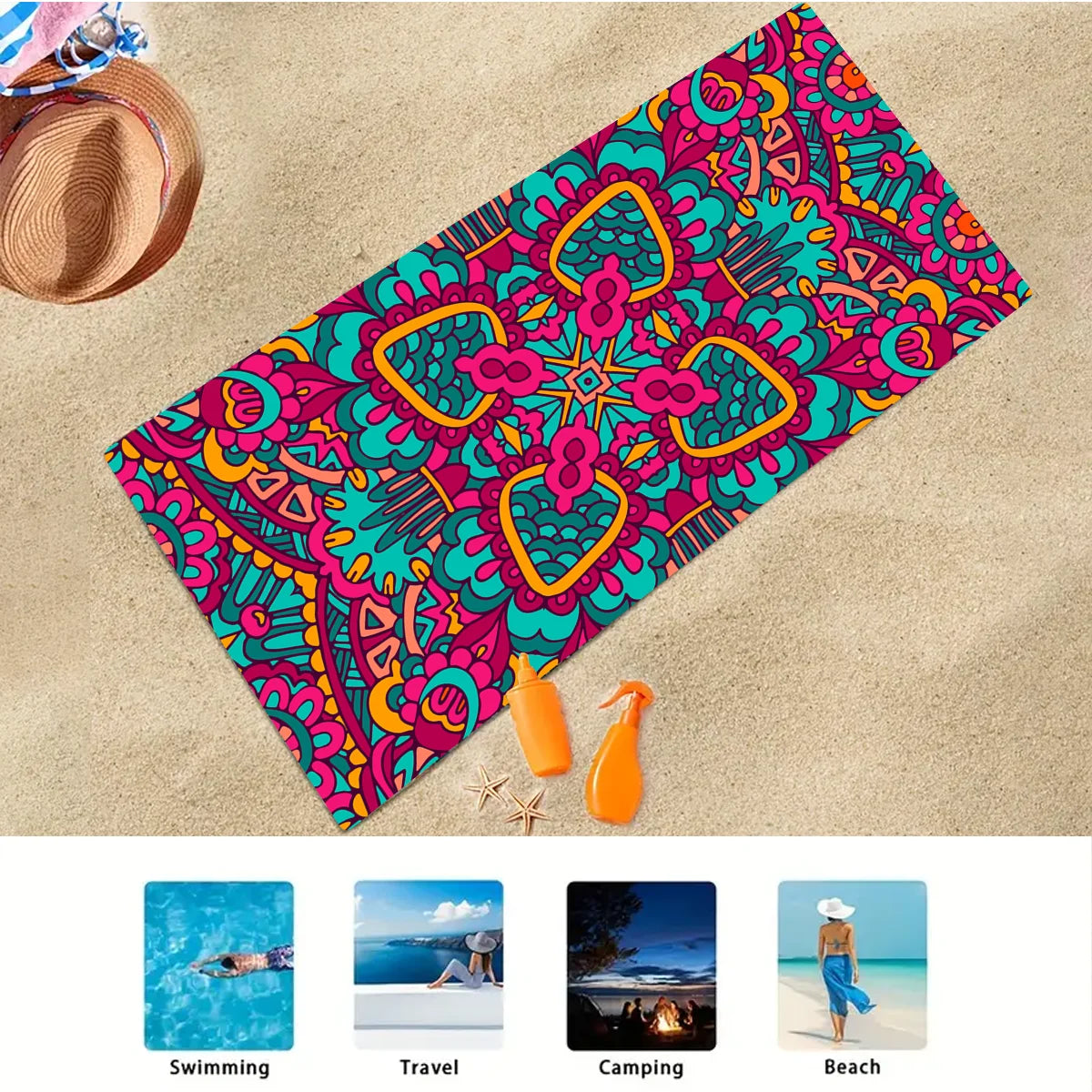 Microfiber Sand-Free Beach Towel – Quick Dry, Soft & Lightweight for Travel