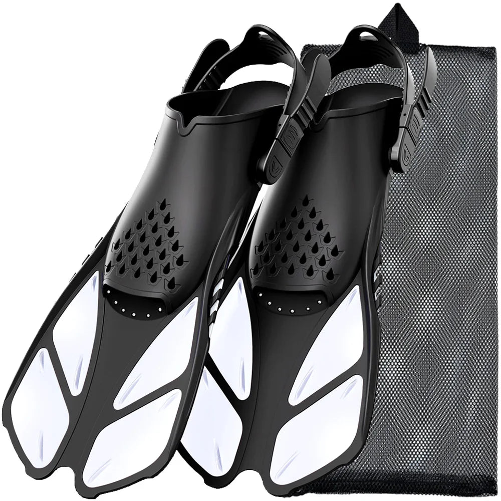 Adjustable Snorkel Fins – Short Silicone Swim Flippers for Adults
