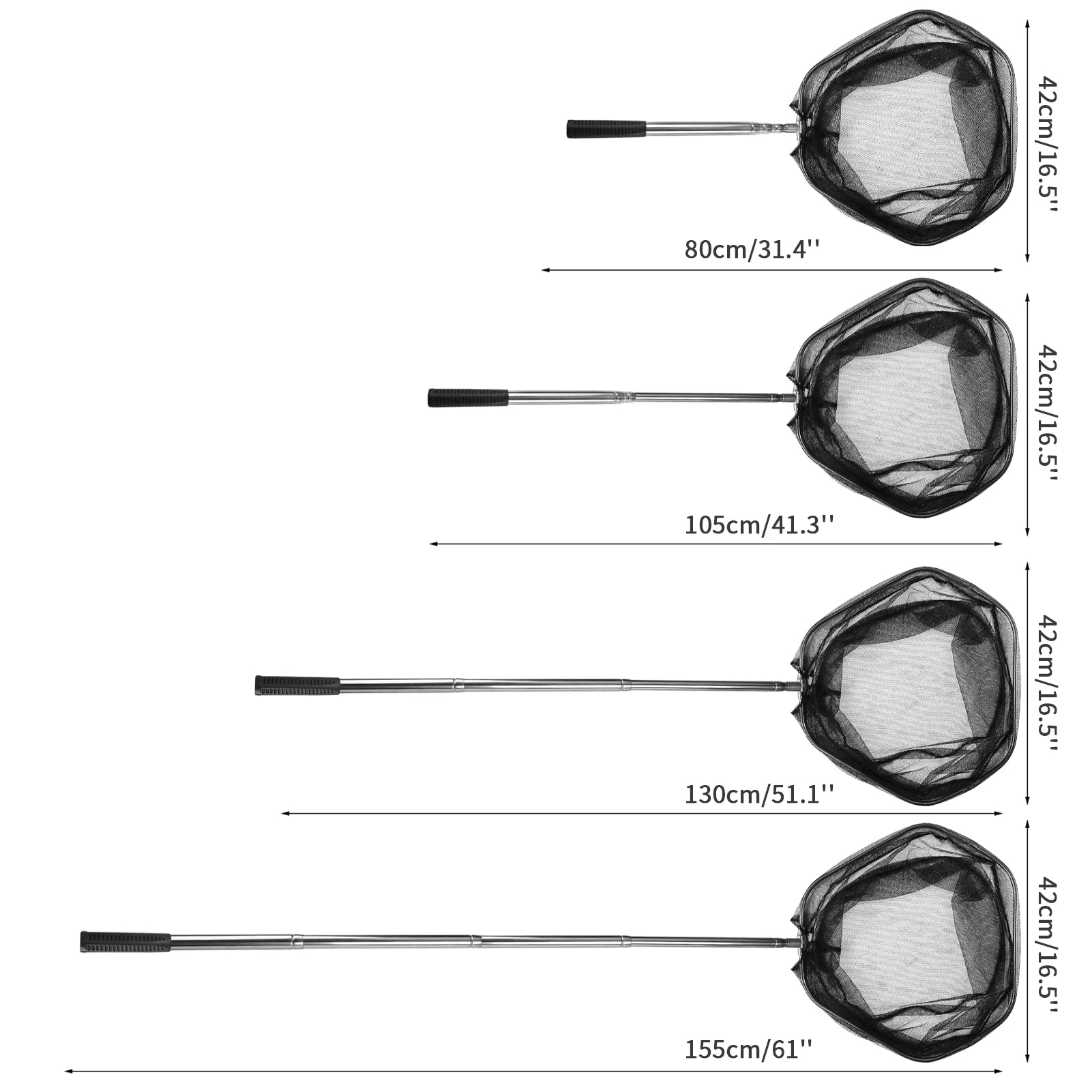 Telescopic Fishing Landing Net – 55cm to 190cm Foldable Floating Net