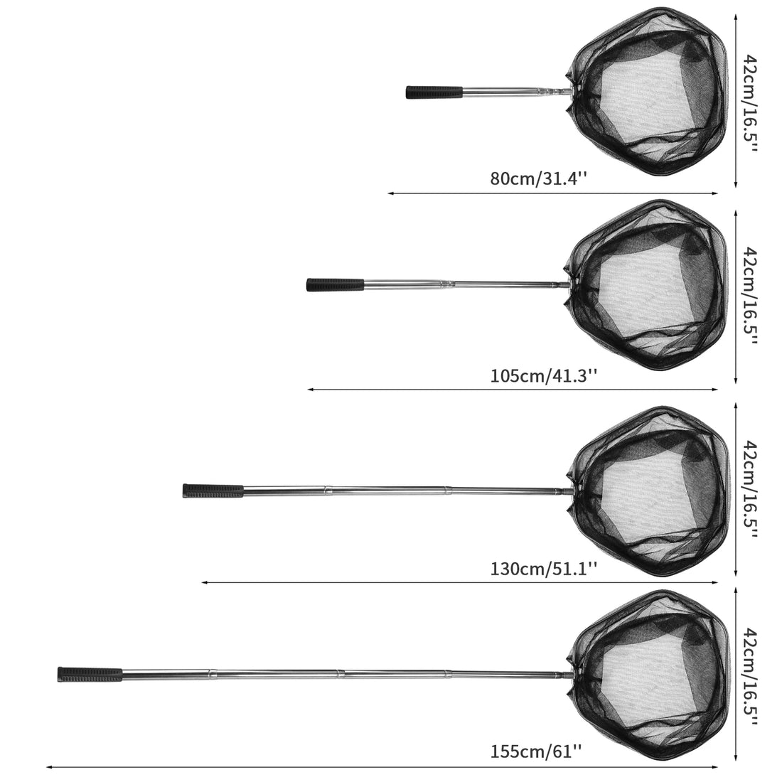 Telescopic Fishing Landing Net – 55cm to 190cm Foldable Floating Net