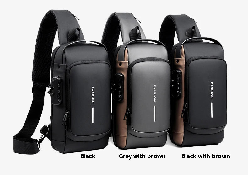 Men’s Crossbody Sling Bag – Multifunction Chest Pack with USB Charging & Anti-Theft Design