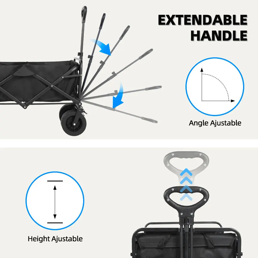 Heavy Duty Folding Utility Wagon – Large Capacity Collapsible Outdoor Cart