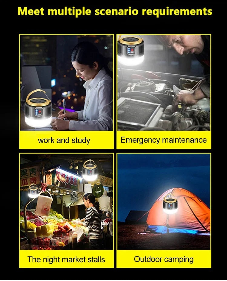 LED Camping Light Waterproof Rechargeable Tent Lamp Portable Lanterns Emergency Lights Market Lamp Energy Saving Bulb