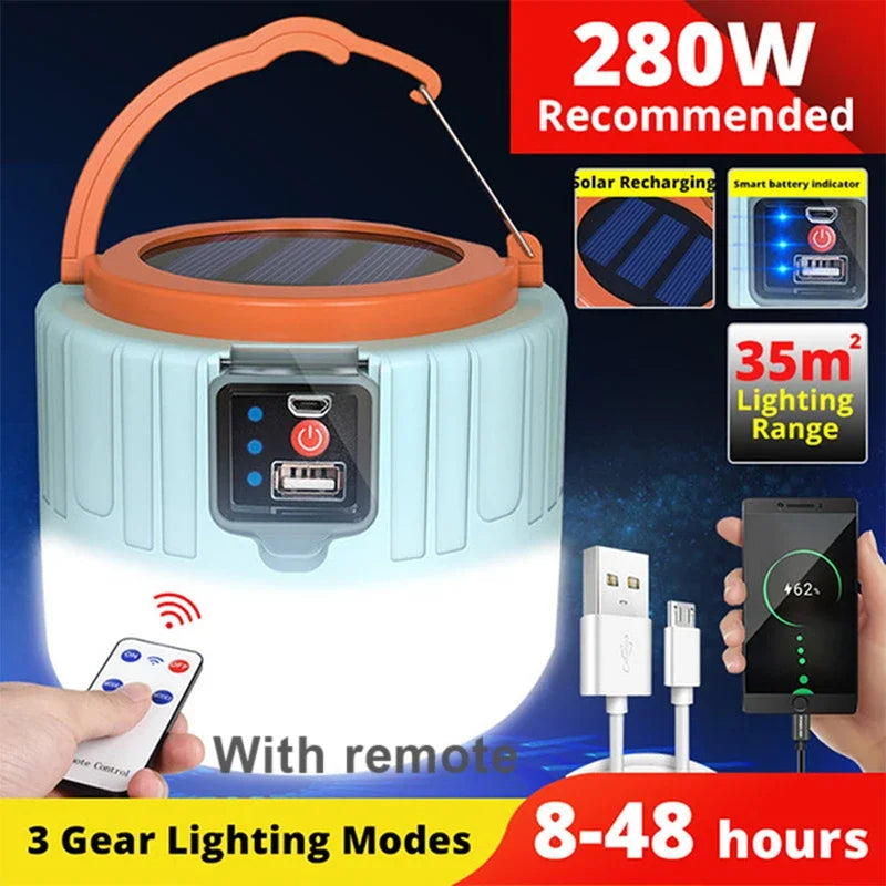 LED Camping Light Waterproof Rechargeable Tent Lamp Portable Lanterns Emergency Lights Market Lamp Energy Saving Bulb