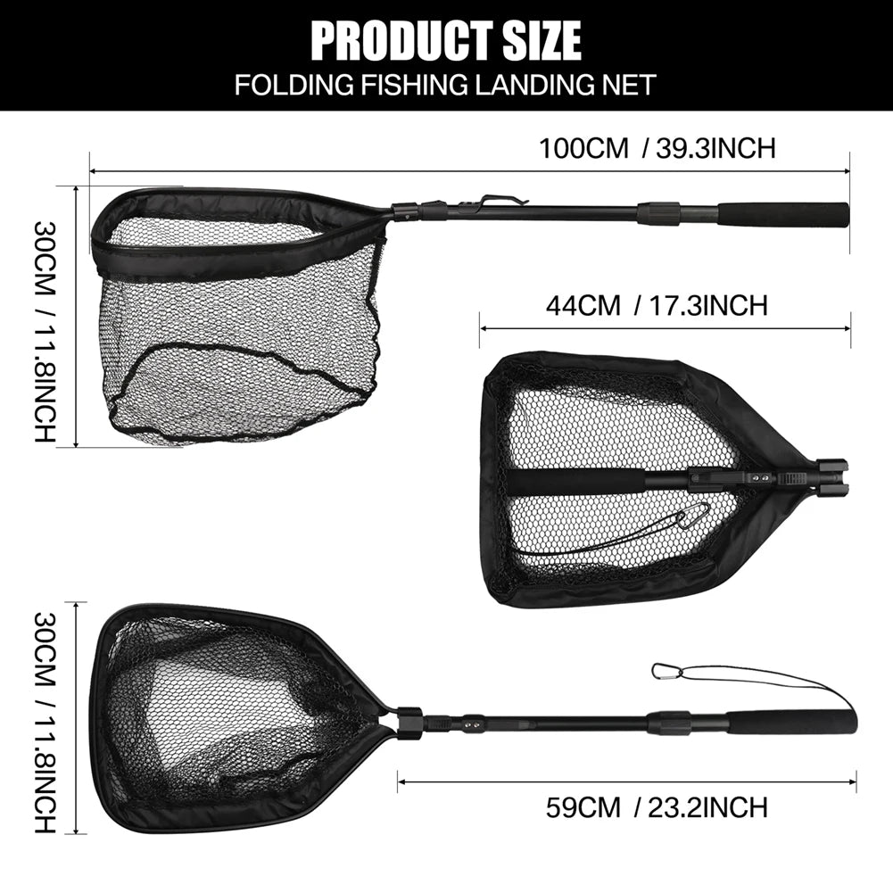 Telescopic Fishing Landing Net – 55cm to 190cm Foldable Floating Net