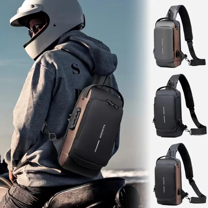 Men’s Crossbody Sling Bag – Multifunction Chest Pack with USB Charging & Anti-Theft Design