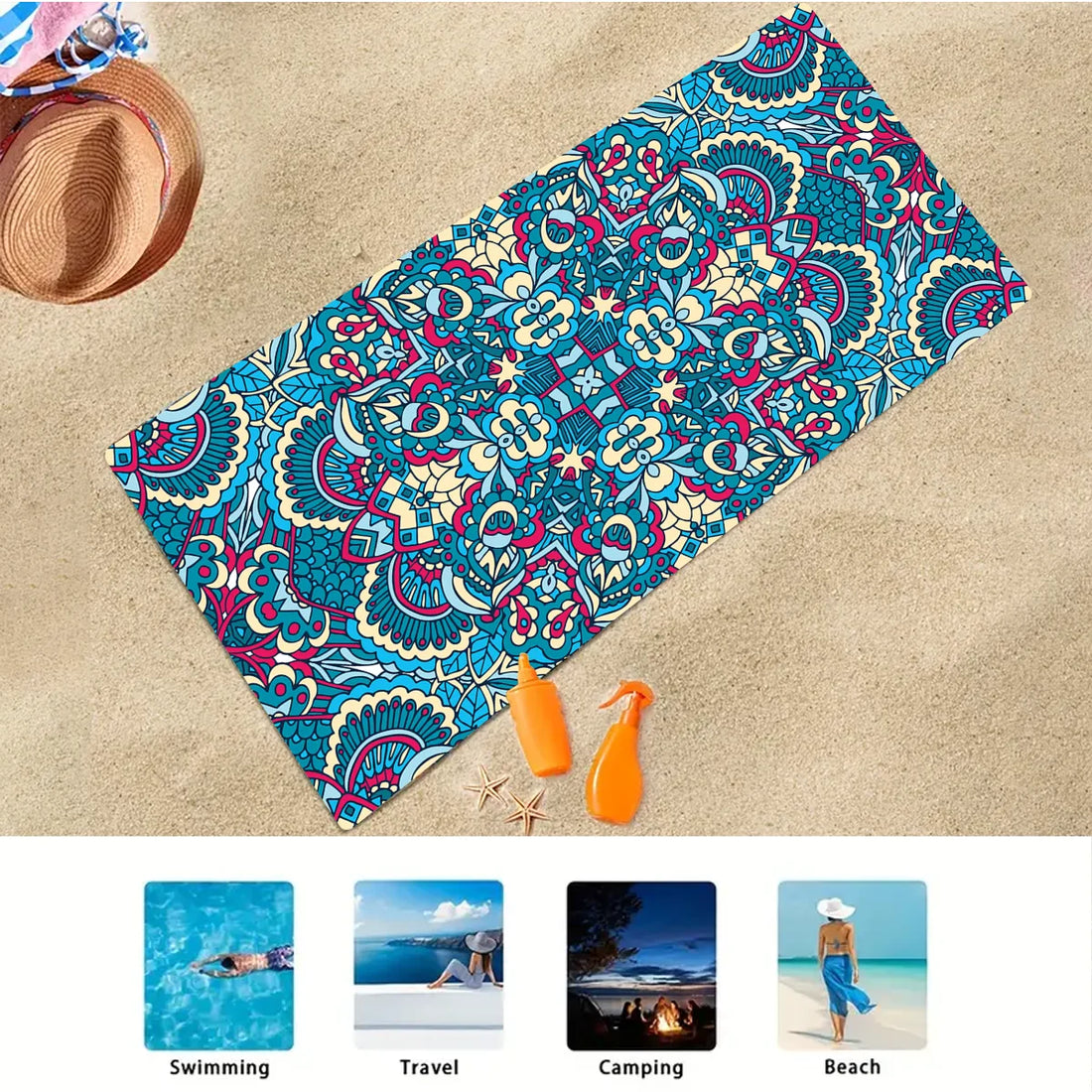 Microfiber Sand-Free Beach Towel – Quick Dry, Soft & Lightweight for Travel