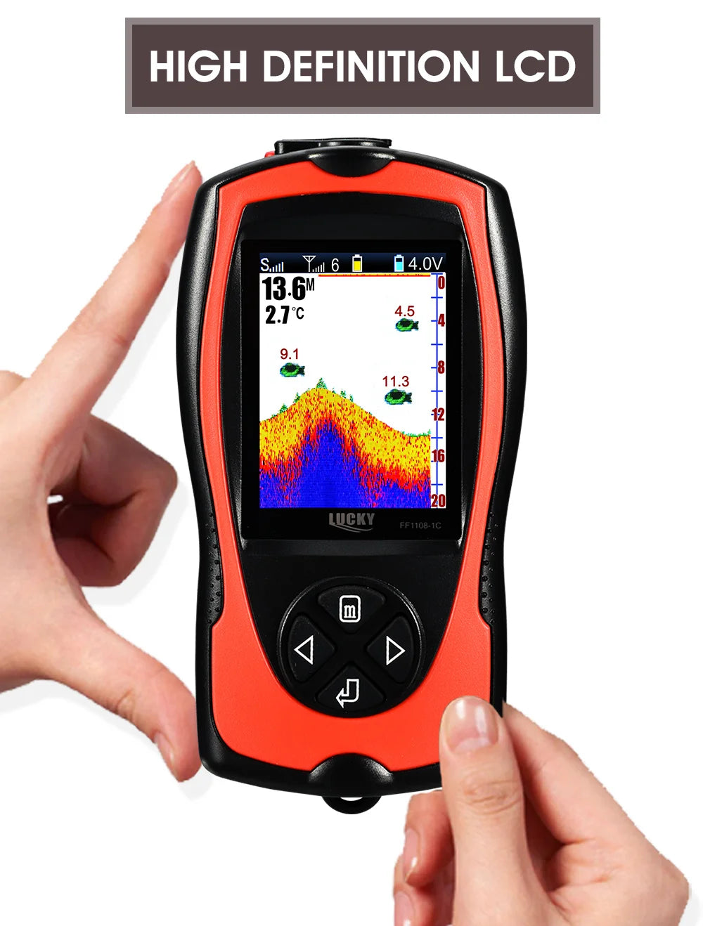 Lucky FF1108-1CWLA Wireless Sonar Fish Finder – 45M Depth, Rechargeable