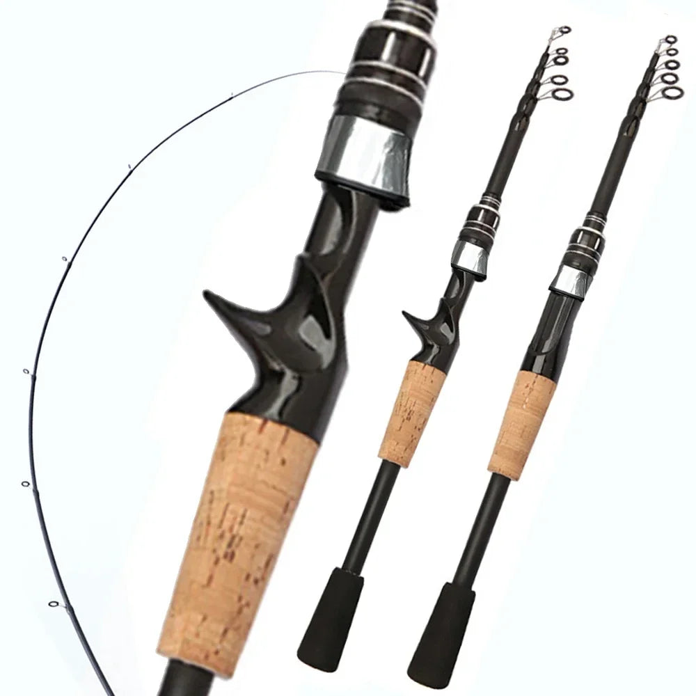 Telescopic Carbon Fishing Rod – 1.5M to 2.4M Spinning/Baitcasting