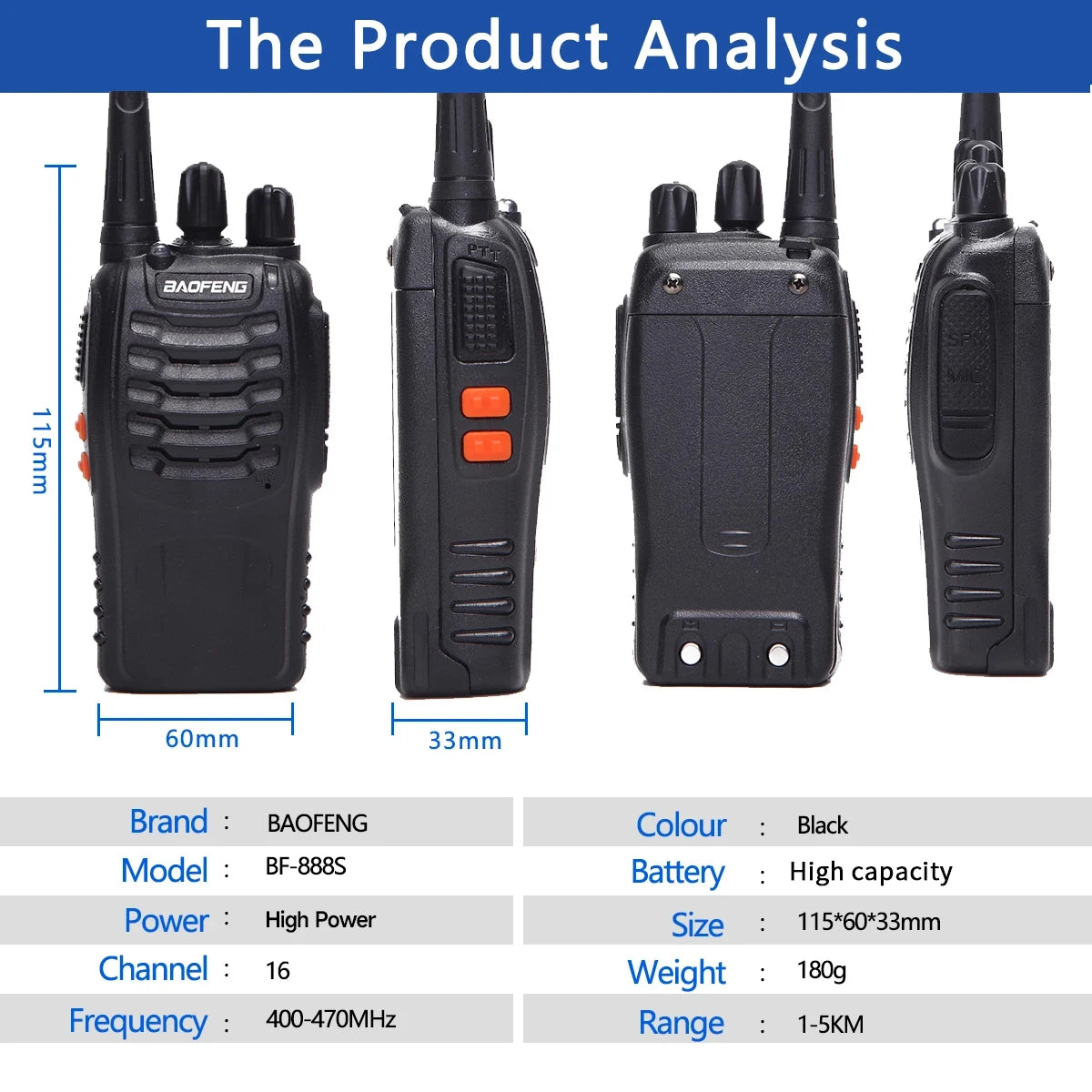 2/4PCS Baofeng BF-888S V2 Walkie Talkies – UHF Dual Band, Long Range Two-Way Radios