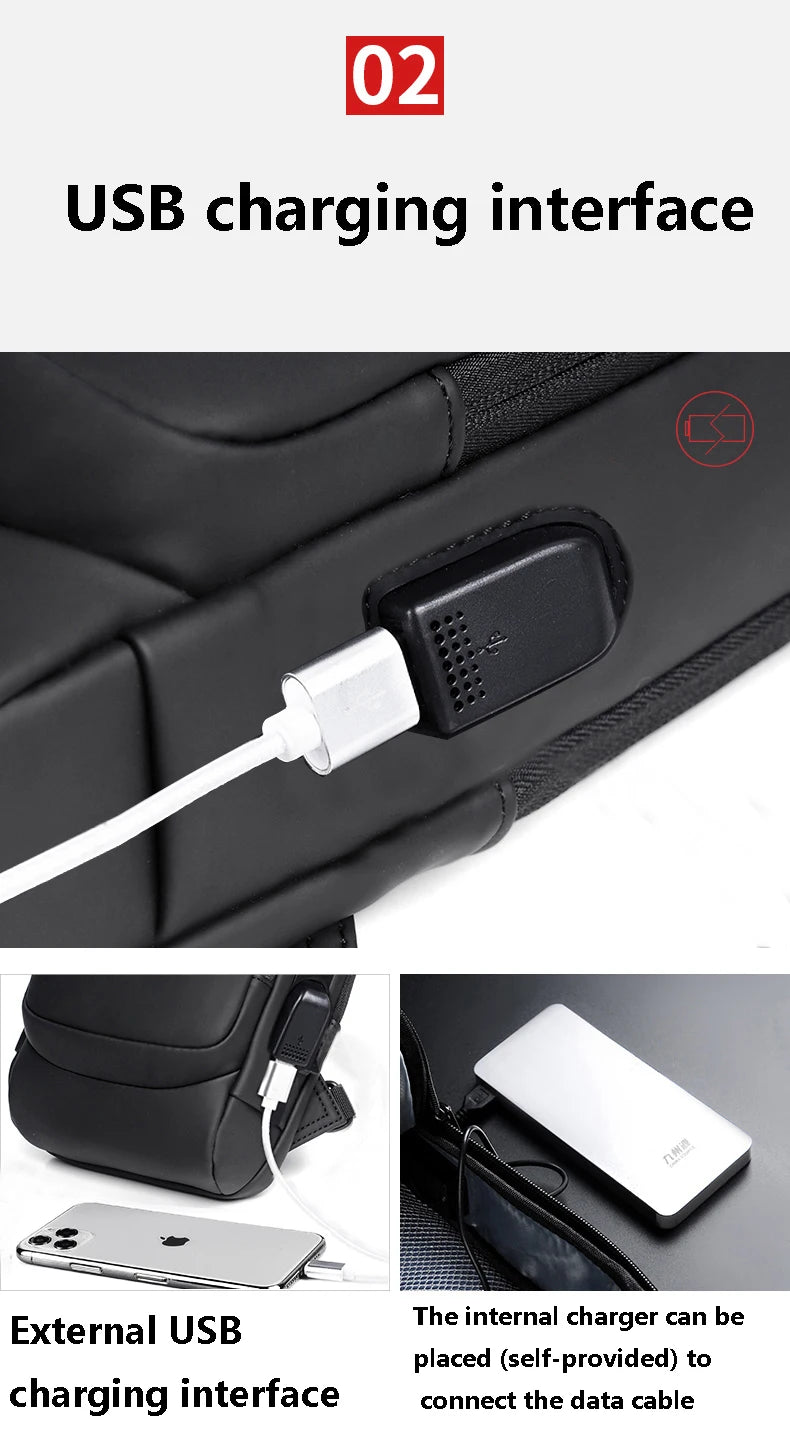 Men’s Crossbody Sling Bag – Multifunction Chest Pack with USB Charging & Anti-Theft Design
