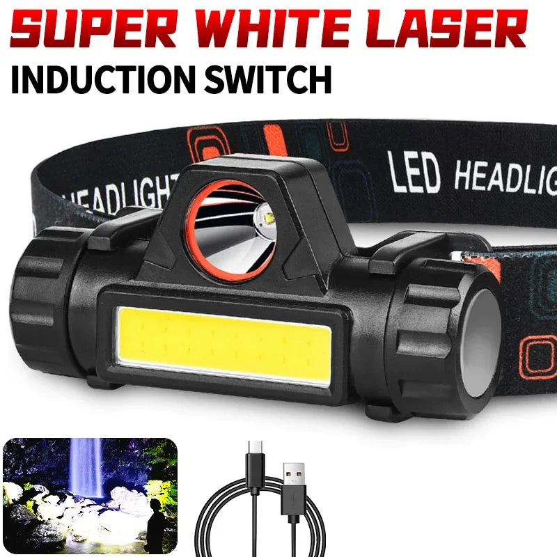 Outdoor LED Headlamp – Long Battery Life, Rechargeable Magnetic Headlight for Night Fishing