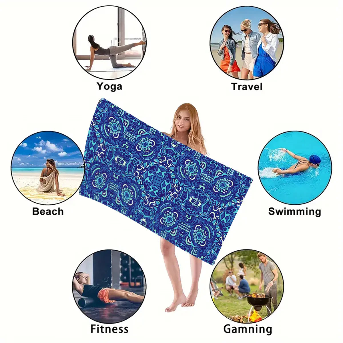 Microfiber Sand-Free Beach Towel – Quick Dry, Soft & Lightweight for Travel