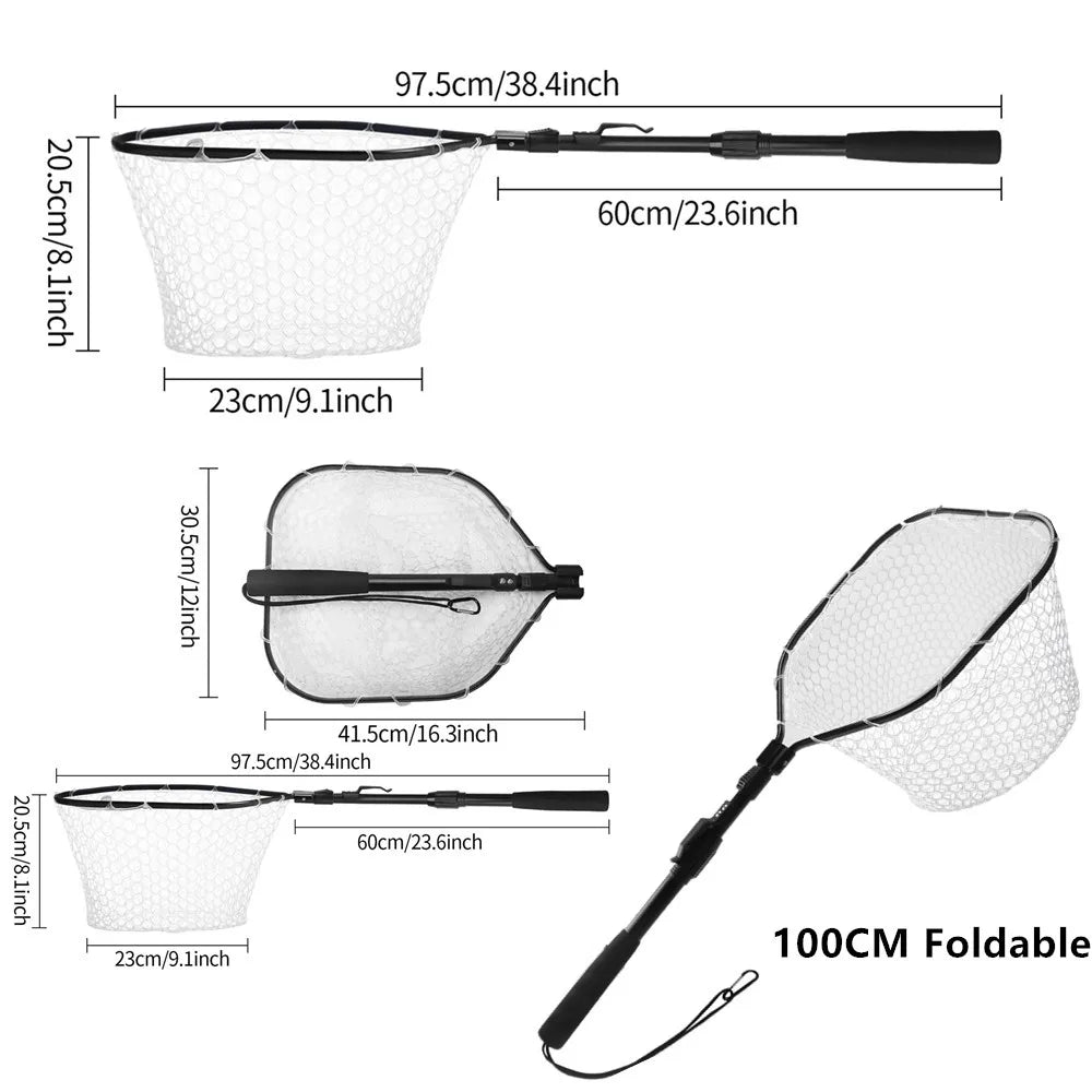 Telescopic Fishing Landing Net – 55cm to 190cm Foldable Floating Net