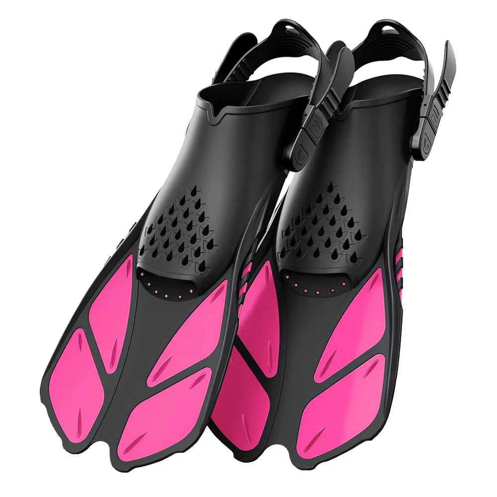 Adjustable Snorkel Fins – Short Silicone Swim Flippers for Adults