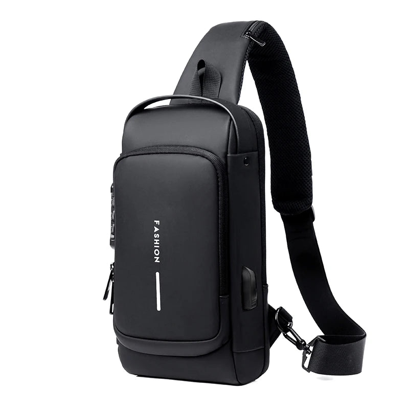 Men’s Crossbody Sling Bag – Multifunction Chest Pack with USB Charging & Anti-Theft Design