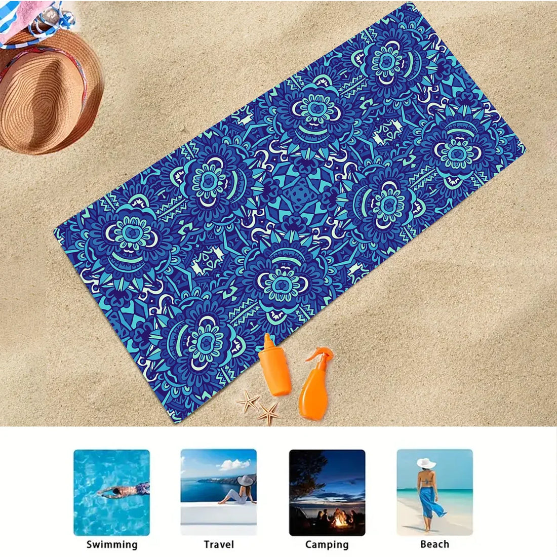 Microfiber Sand-Free Beach Towel – Quick Dry, Soft & Lightweight for Travel