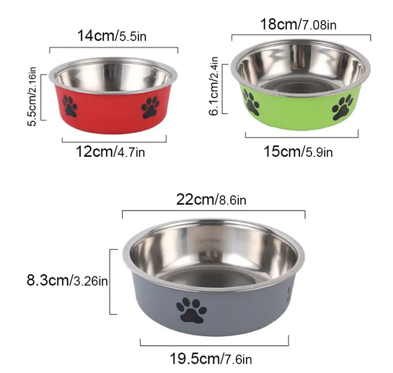 Stainless Steel Pet Bowl – Non-Slip Water & Food Bowl for Cats and Dogs