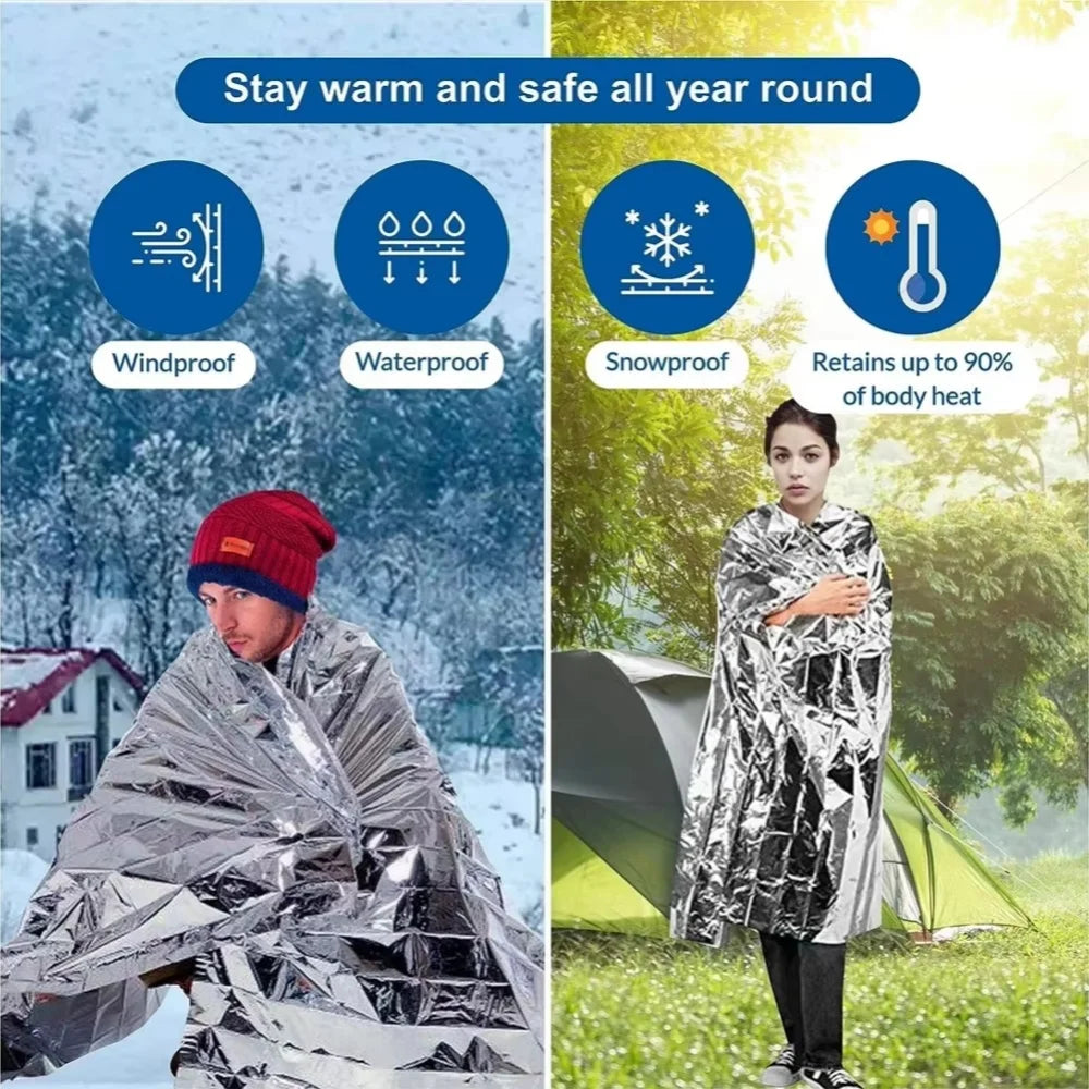 EW Emergency Survival Blanket – Portable Outdoor Insulation & Sunscreen Camping Blanket