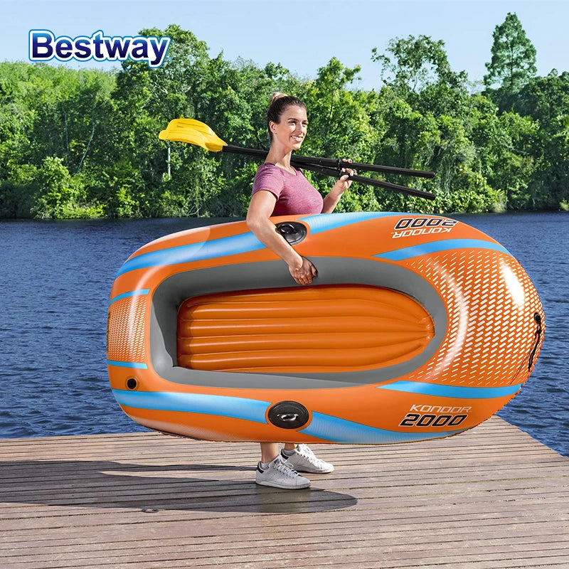 Bestway Inflatable Kayak (1–3 Person) – Heavy Duty PVC Raft for Adventure & Rafting