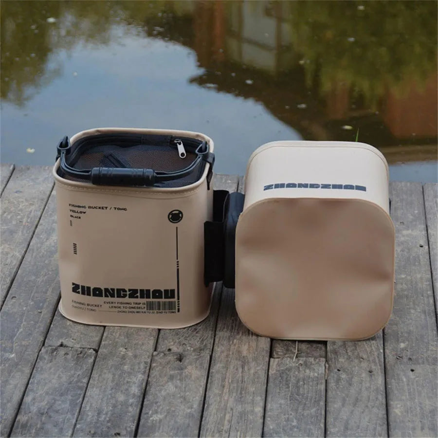 Foldable Fishing Bucket – Portable EVA Live Fish Water Bucket with Rope