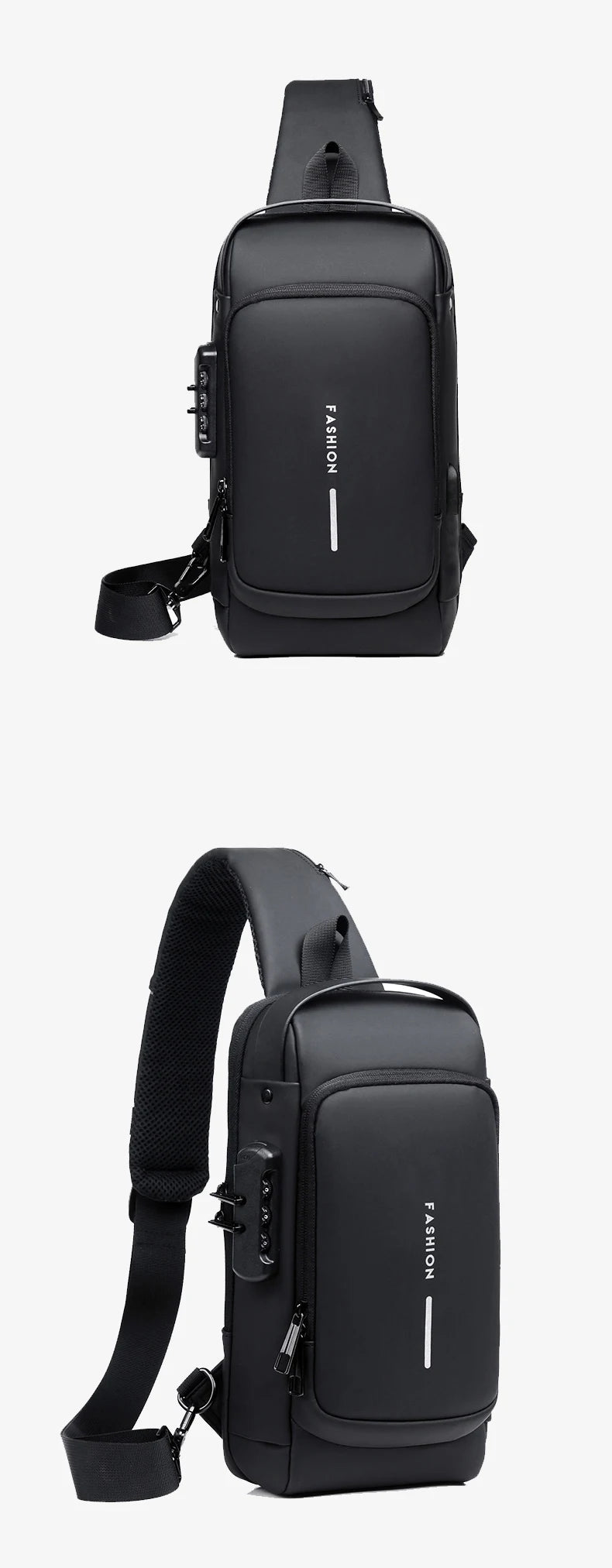 Men’s Crossbody Sling Bag – Multifunction Chest Pack with USB Charging & Anti-Theft Design
