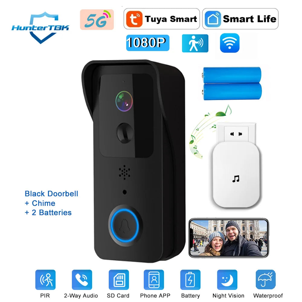 1080P Tuya Smart WiFi Video Doorbell – 5G/2.4G, Waterproof, Wireless