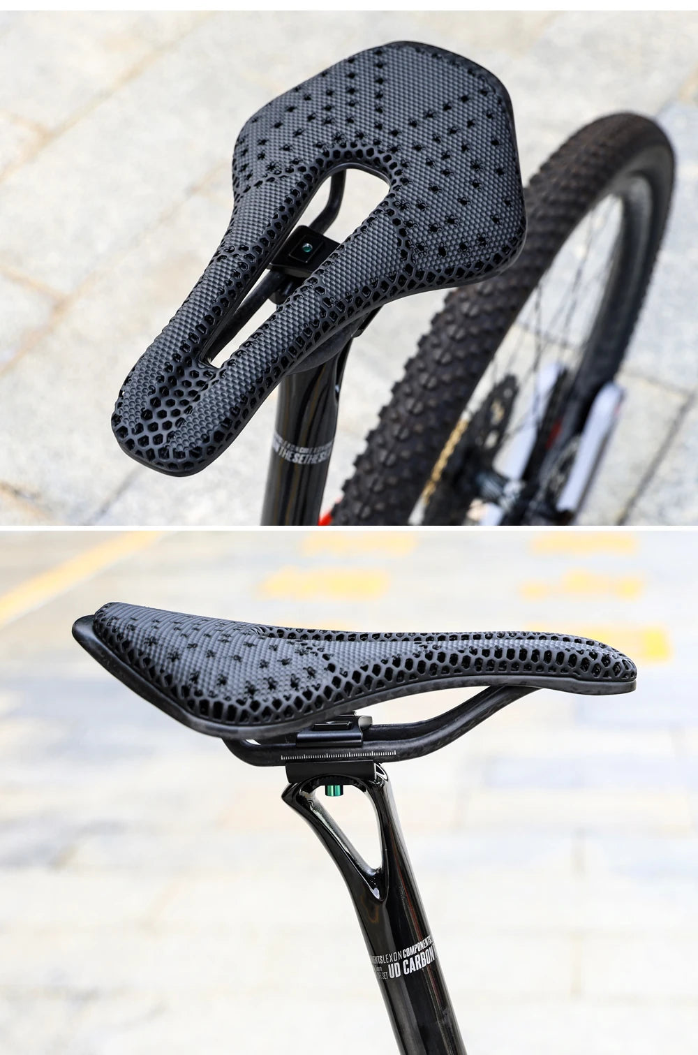 RYET Full Carbon 3D Printed Bike Saddle – Ultralight Breathable MTB & Road Seat