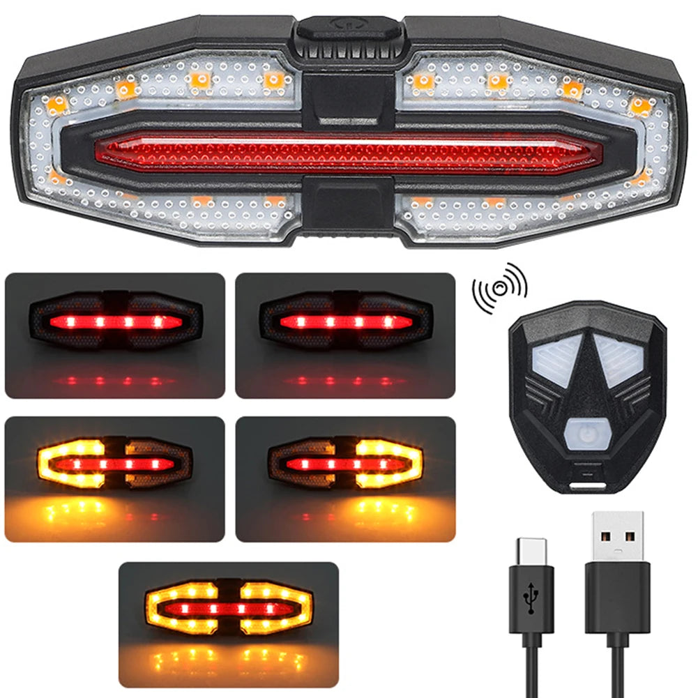 Rechargeable Bike Rear Light – Turn Signal Taillight with Wireless Remote