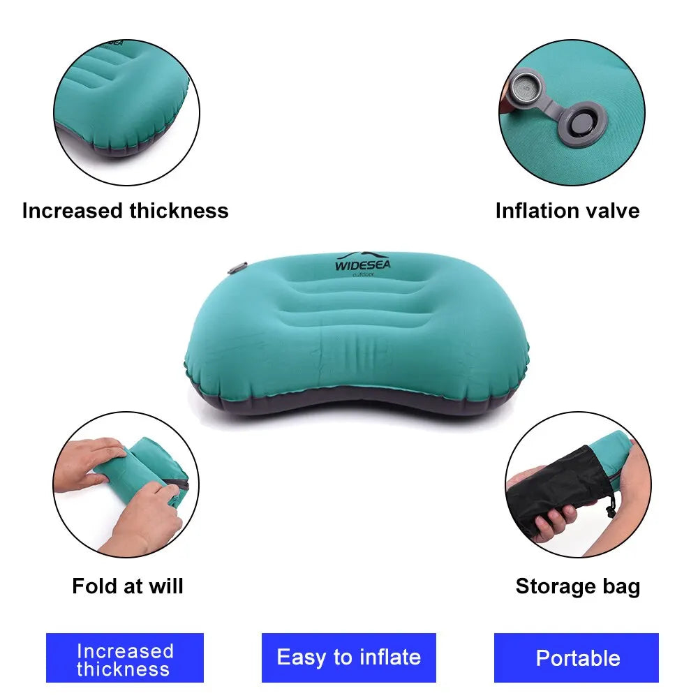 Widesea Portable Inflatable Camping Pillow – Compact Folding Air Cushion