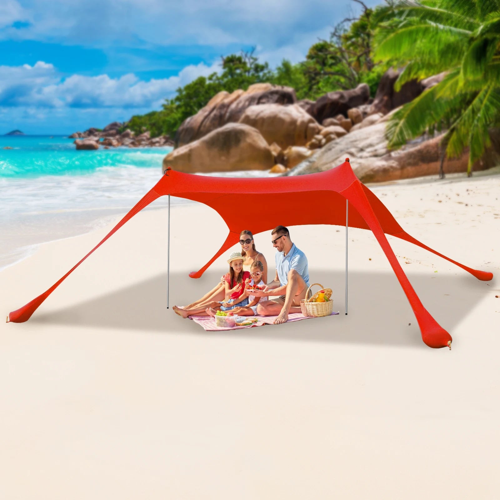 Portable Beach Tent Sun Shelter – UPF50+ Windproof Family Camping Canopy