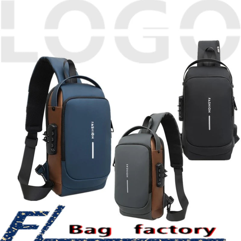 Men’s Crossbody Sling Bag – Multifunction Chest Pack with USB Charging & Anti-Theft Design